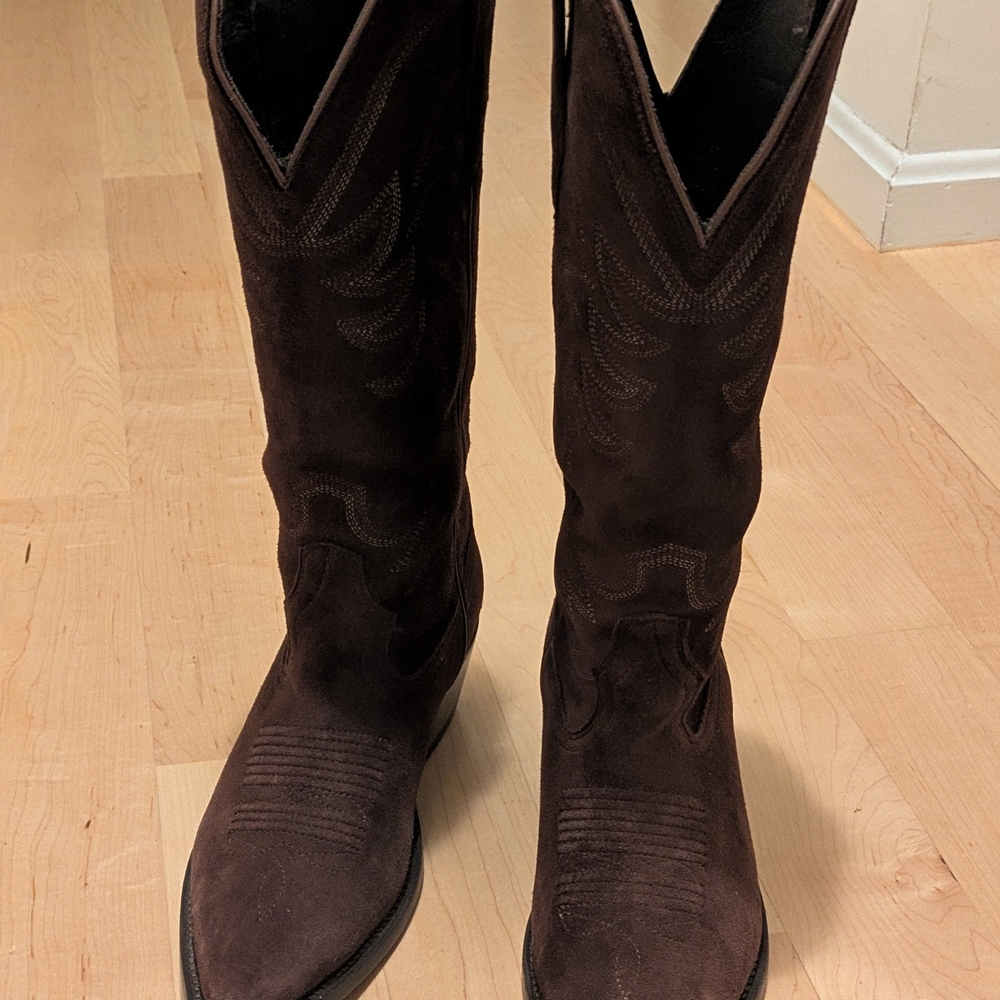 Tecovas Annie Coffee Deerskin Roughout Boots. In Excellent Condition - RARE!